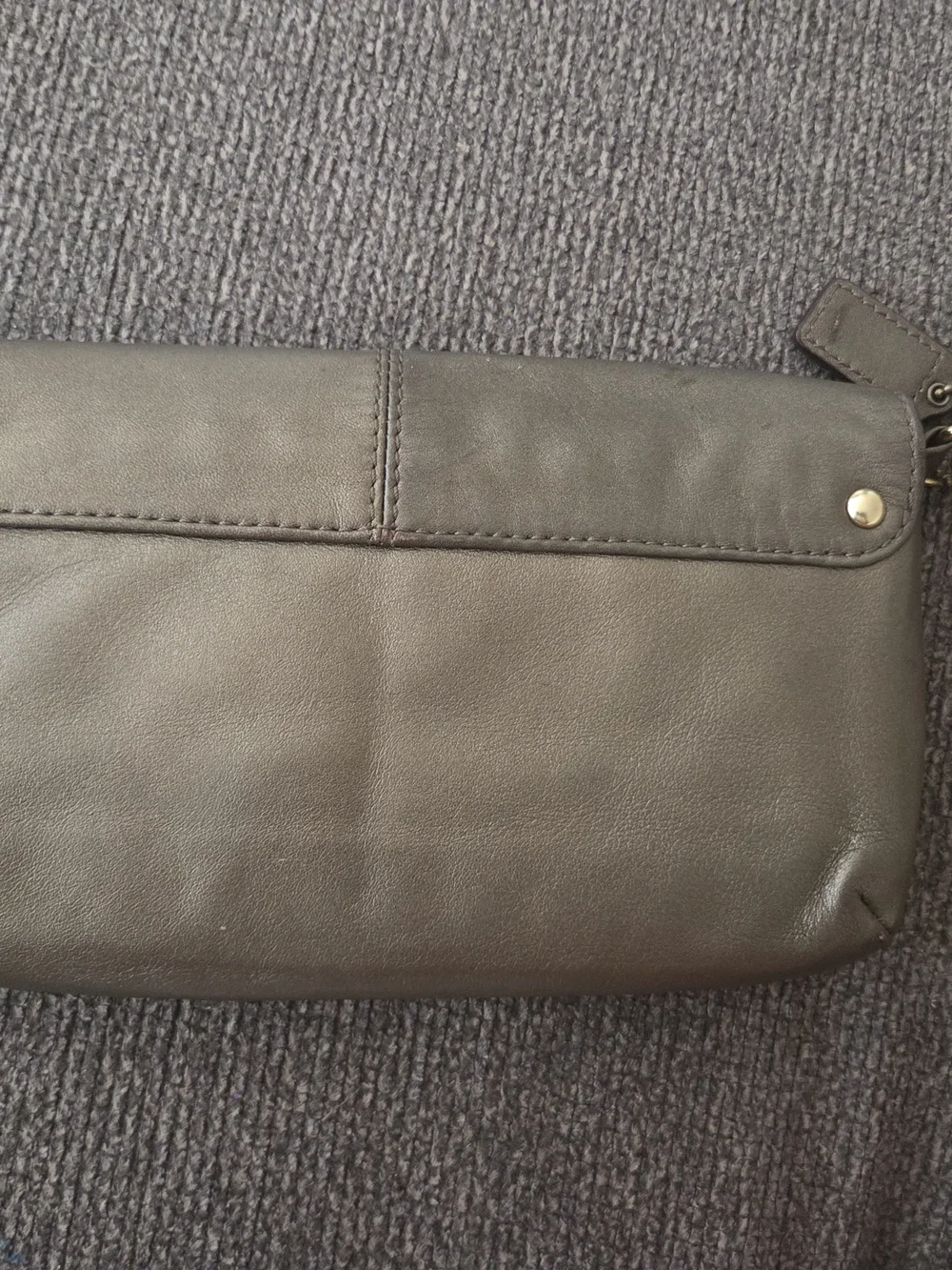 Coach Brown Leather Wristlet Clutch with Gold Logo
